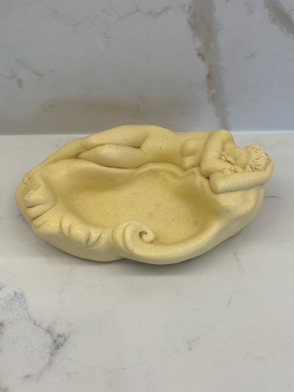 Vintage Art Nouveau Style Reclining Nude Woman Trinket Dish Ashtray Italy